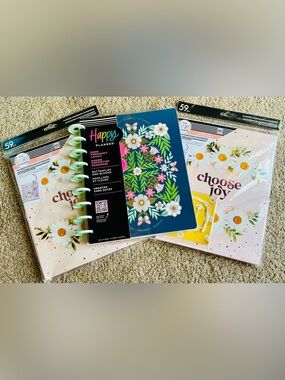 The Happy Planner Yellow Daisy Floral Planner plus 2 sets of accessories~New